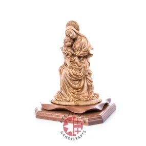 Crowned Virgin Mary with Baby Jesus, 11 Olive Wood Carving Statue from Bethlehem