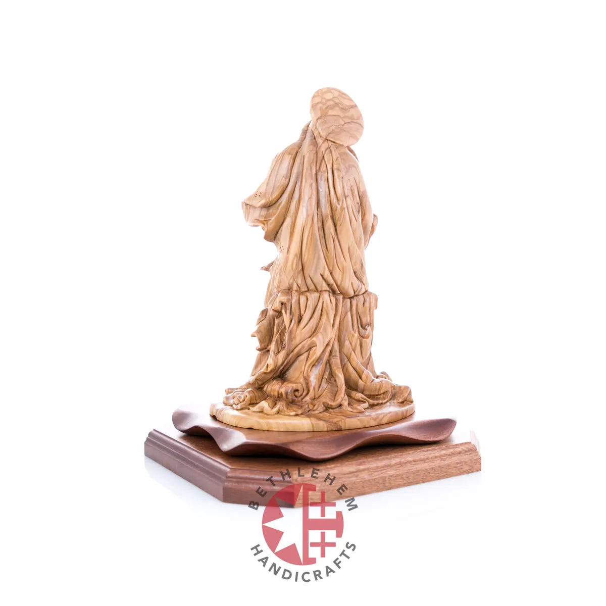 Crowned Virgin Mary with Baby Jesus, 11 Olive Wood Carving Statue from Bethlehem