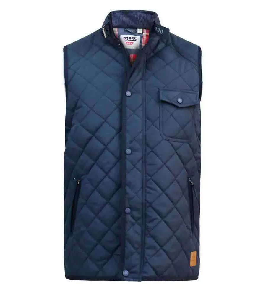 D555 Big Mens Quilted Gilet Jacket With Corduroy Trims (NIGHTINGALE)