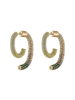 Demarson Air Pave Luna 12k Gold Green Ombré Earrings