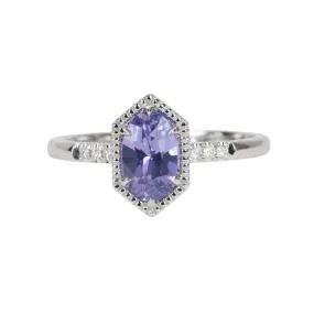 Elongated Lavender Purple Sapphire 14K White Gold Engagement Ring R6574