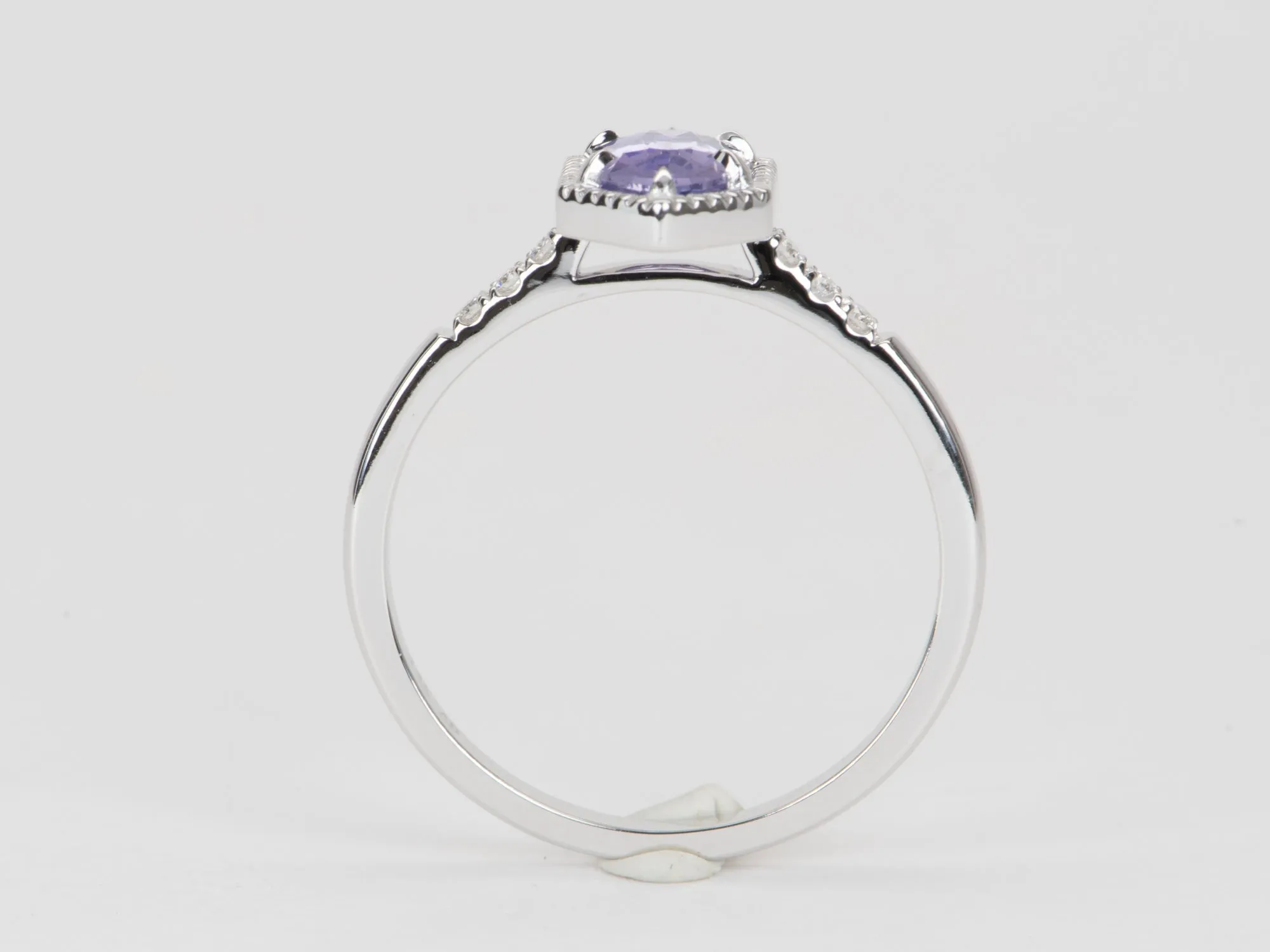 Elongated Lavender Purple Sapphire 14K White Gold Engagement Ring R6574