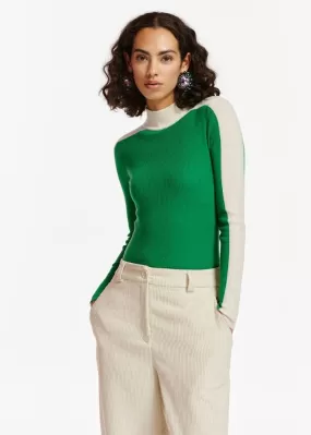 Essentiel Antwerp Estoy Turtleneck Sweater - Green/Off-White: L