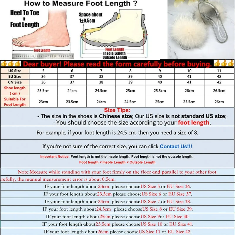 Fluffy Real Raccoon Fur Jelly Transparent Flip-Flop Slippers for Women