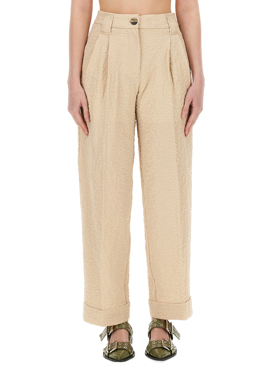 GANNI    REGULAR FIT PANTS WITH MEDIUM WAIST