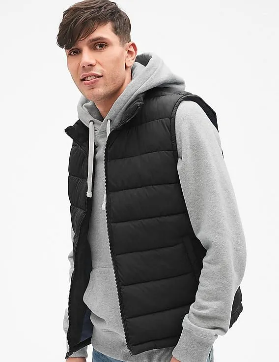 GAP Men Black Quilted Gilet Jacket