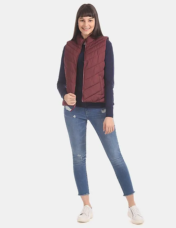 GAP Women Red Puffer Gilet Jacket