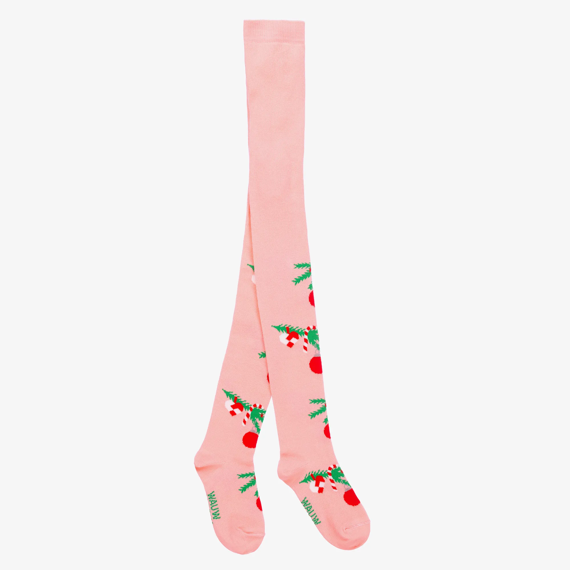 Girls Pink Organic Cotton Festive Tights