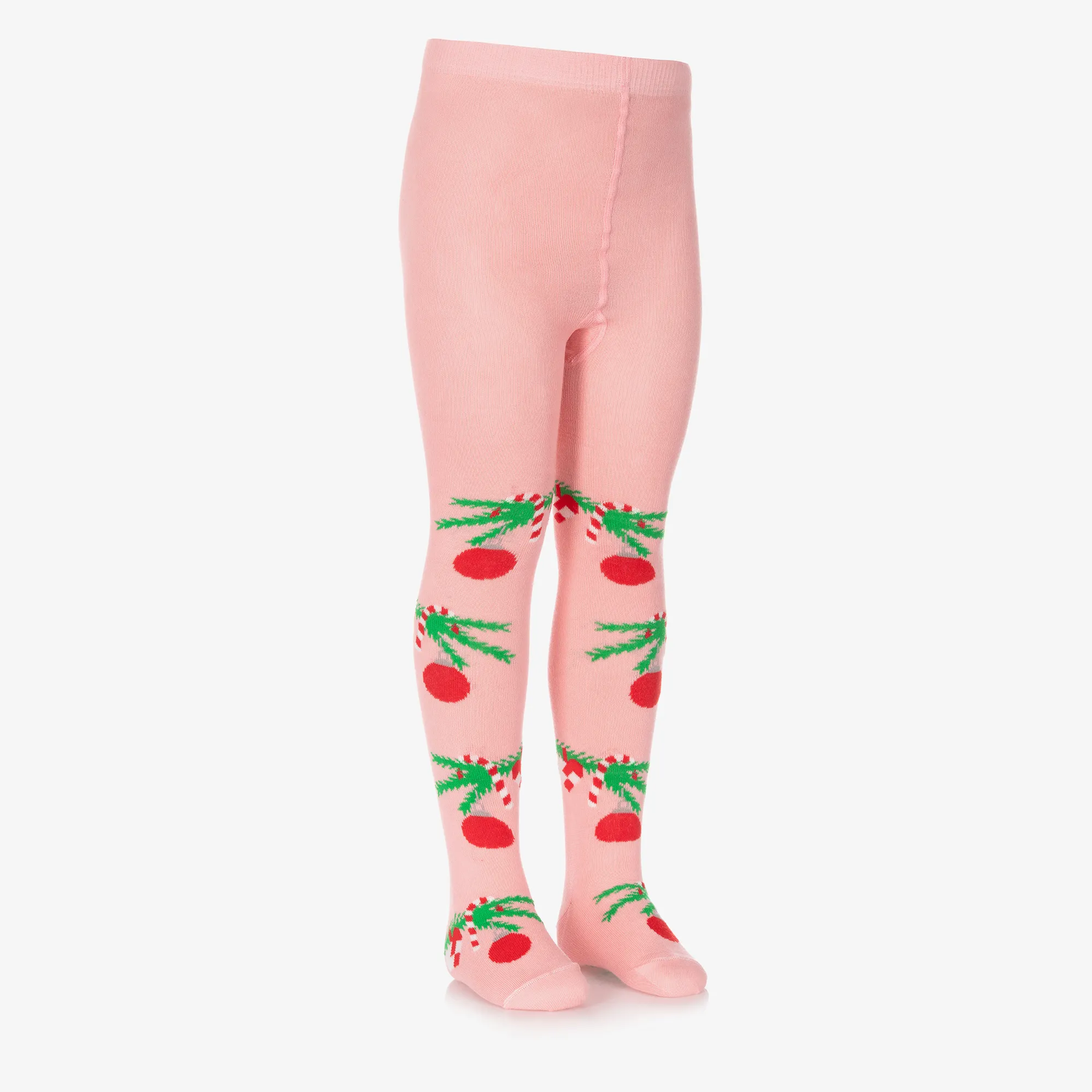 Girls Pink Organic Cotton Festive Tights