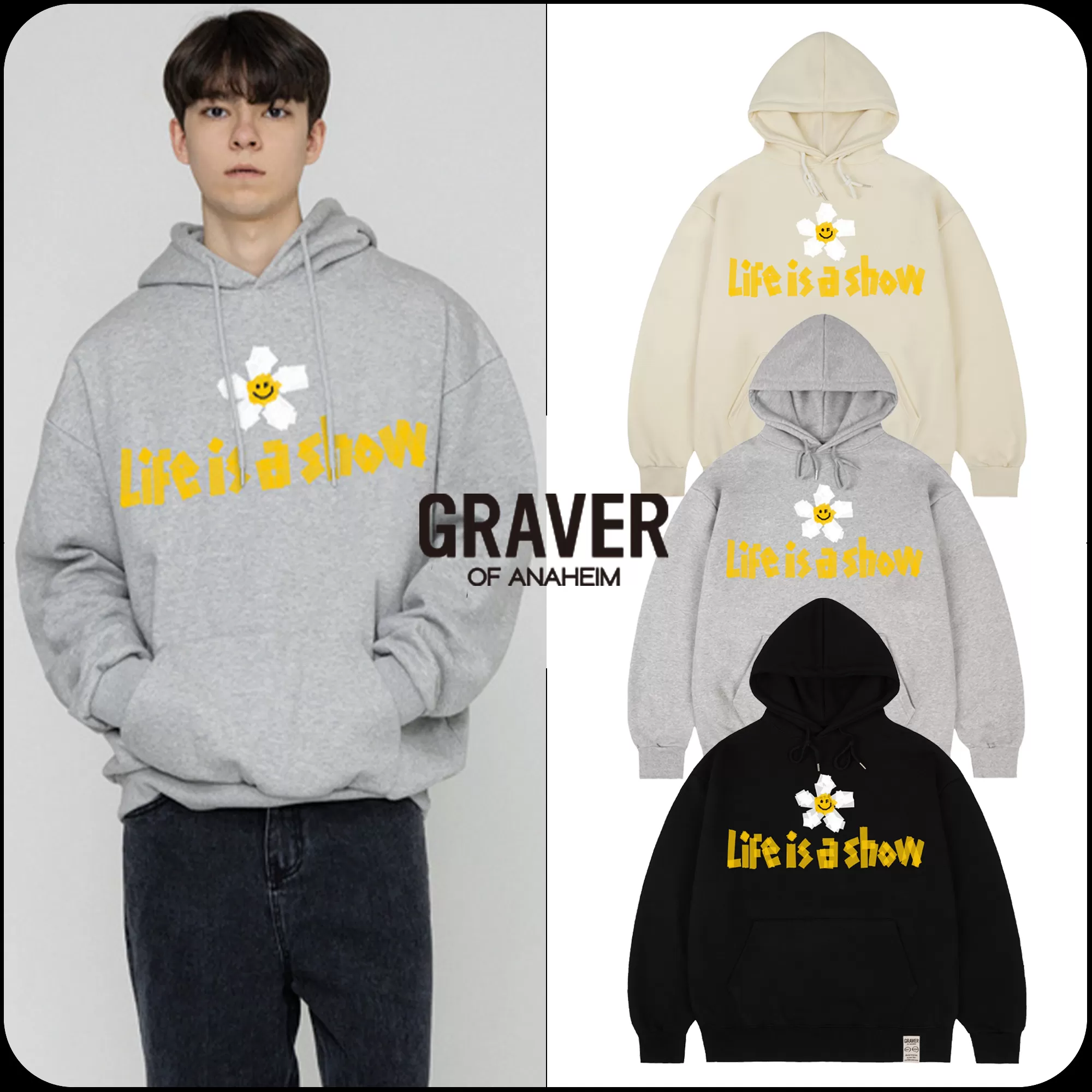 GRAVER  |[GRAVER]★TAPE FLOWER SMILE HOODIE