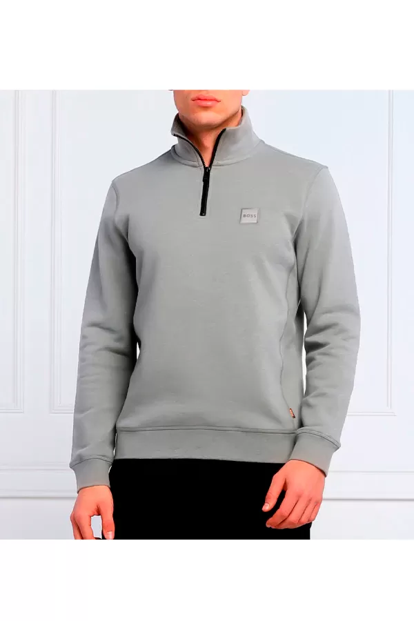 Hugo Boss 1/4 Zip Zetrust Logo Sweater Grey