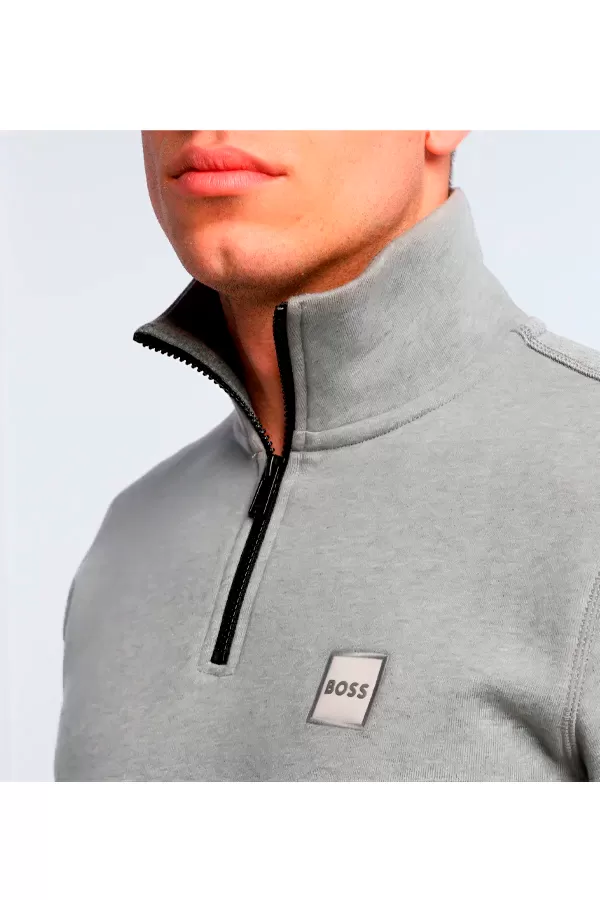 Hugo Boss 1/4 Zip Zetrust Logo Sweater Grey