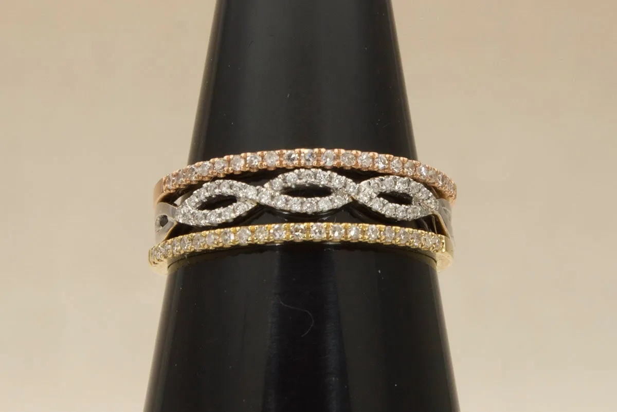 Infinity Twist Diamond Wedding Band 18K White Gold AD1226