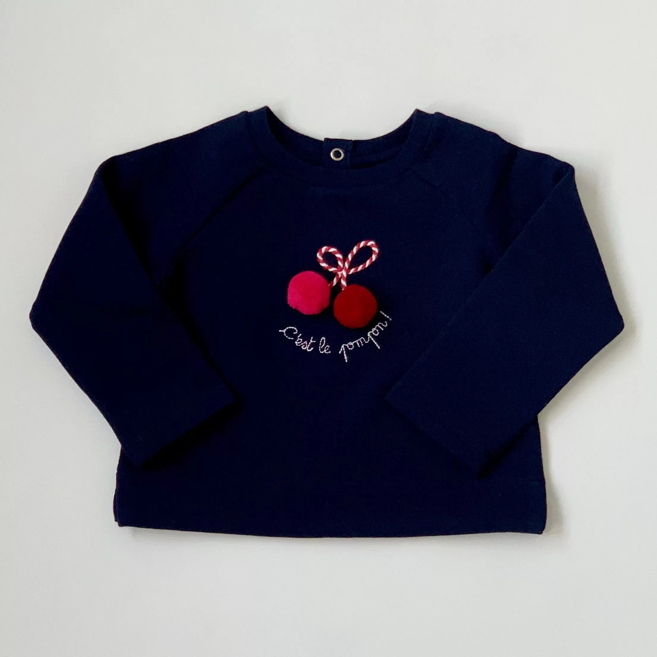 Jacadi Navy Sweater With Pom Pom Trim: 18 Months