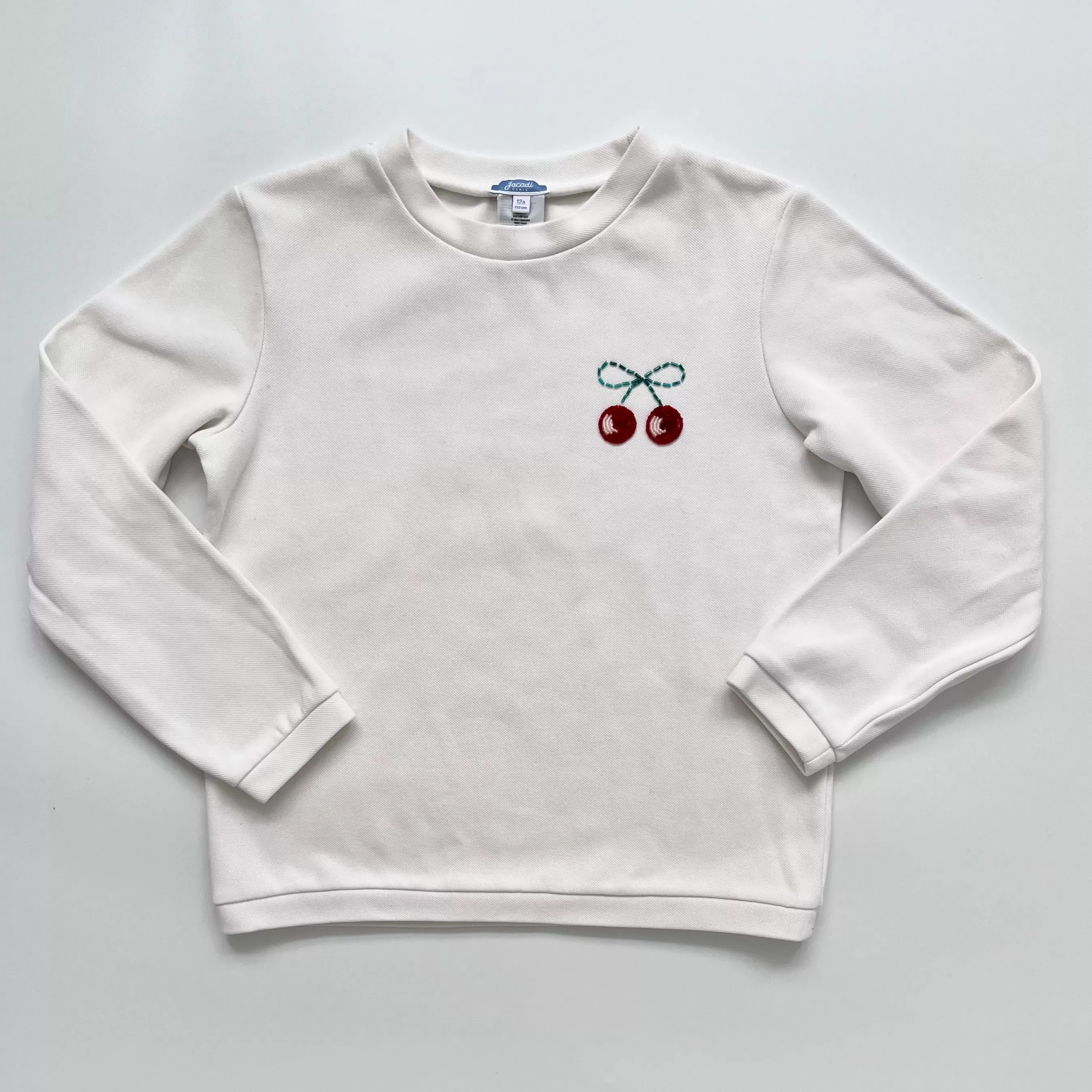 Jacadi White Sweater With Cherry Bead Motif: 12 Years