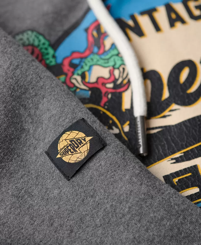 Japanese Vintage Logo Graphic Hoodie | Rich Charcoal Marle