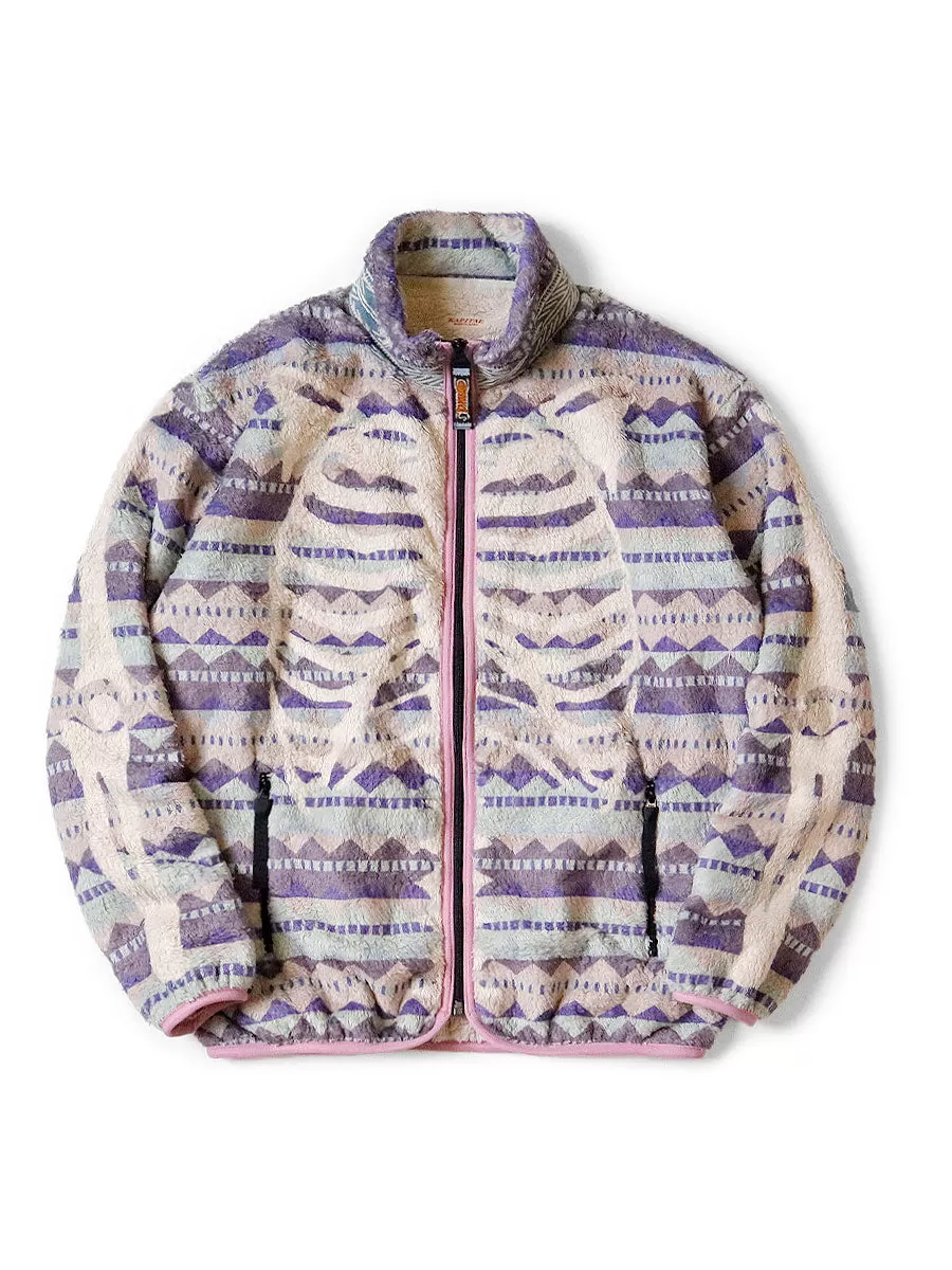 Kapital Ashland Stripe & BONE Pattern Fleece ZIP Blouson sweater