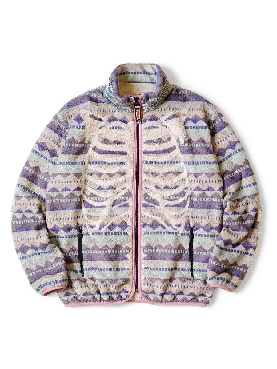 Kapital Ashland Stripe & BONE Pattern Fleece ZIP Blouson sweater