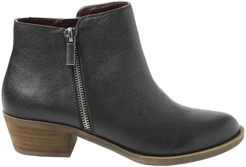 kensie Women's Black Leather Ghita Short Ankle Boots