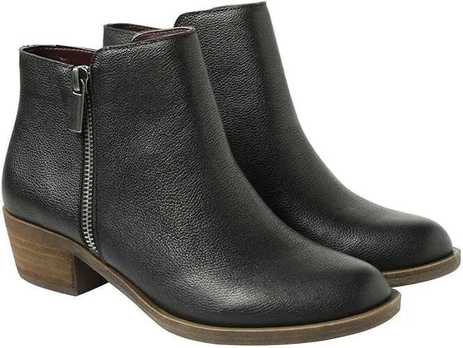 kensie Women's Black Leather Ghita Short Ankle Boots