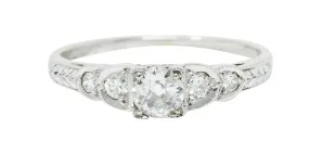 Late Art Deco 0.36 CTW Diamond 14 Karat White Gold Engagement Ring