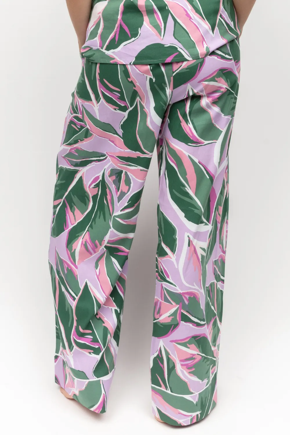 Lexi Leaf Print Wide Leg Pyjama Bottoms