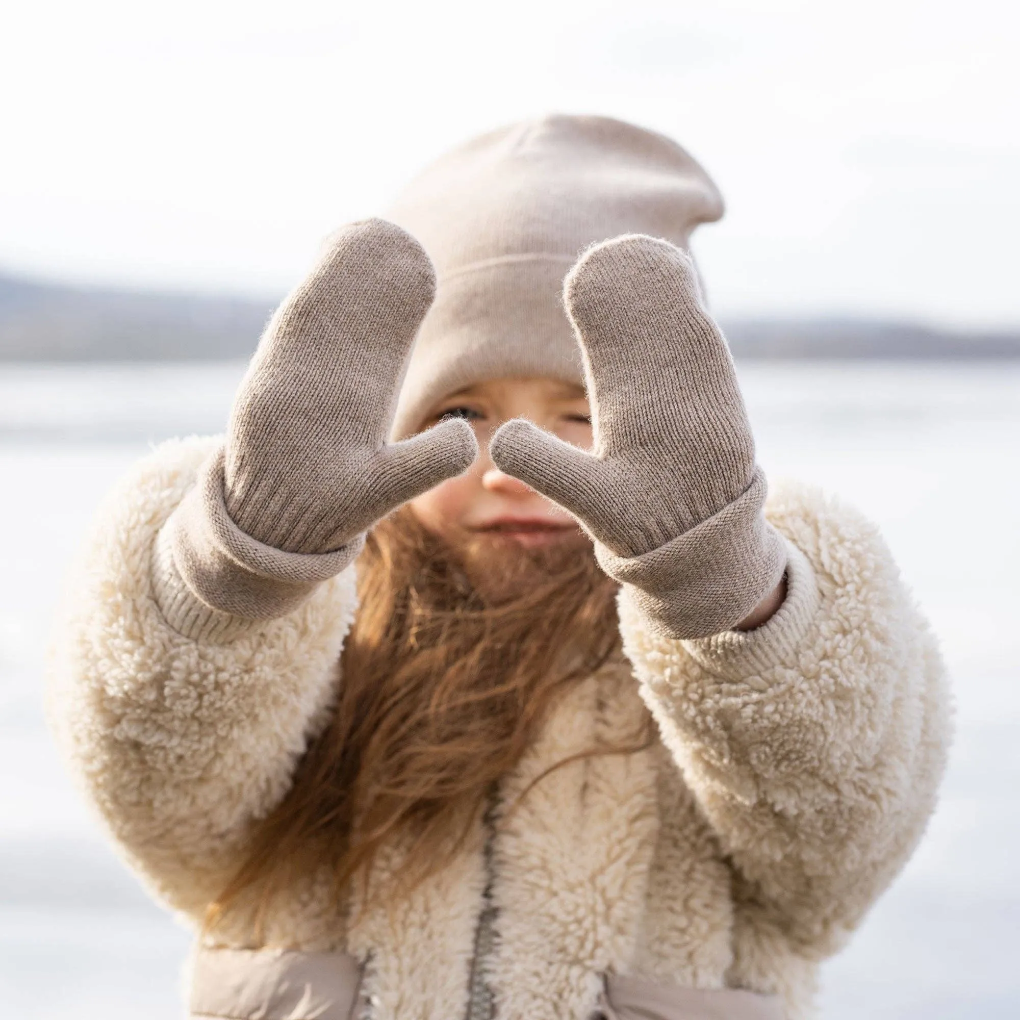 menique - Kids' Mittens Knitted Merino & Cashmere: 1-3 years / Light blue