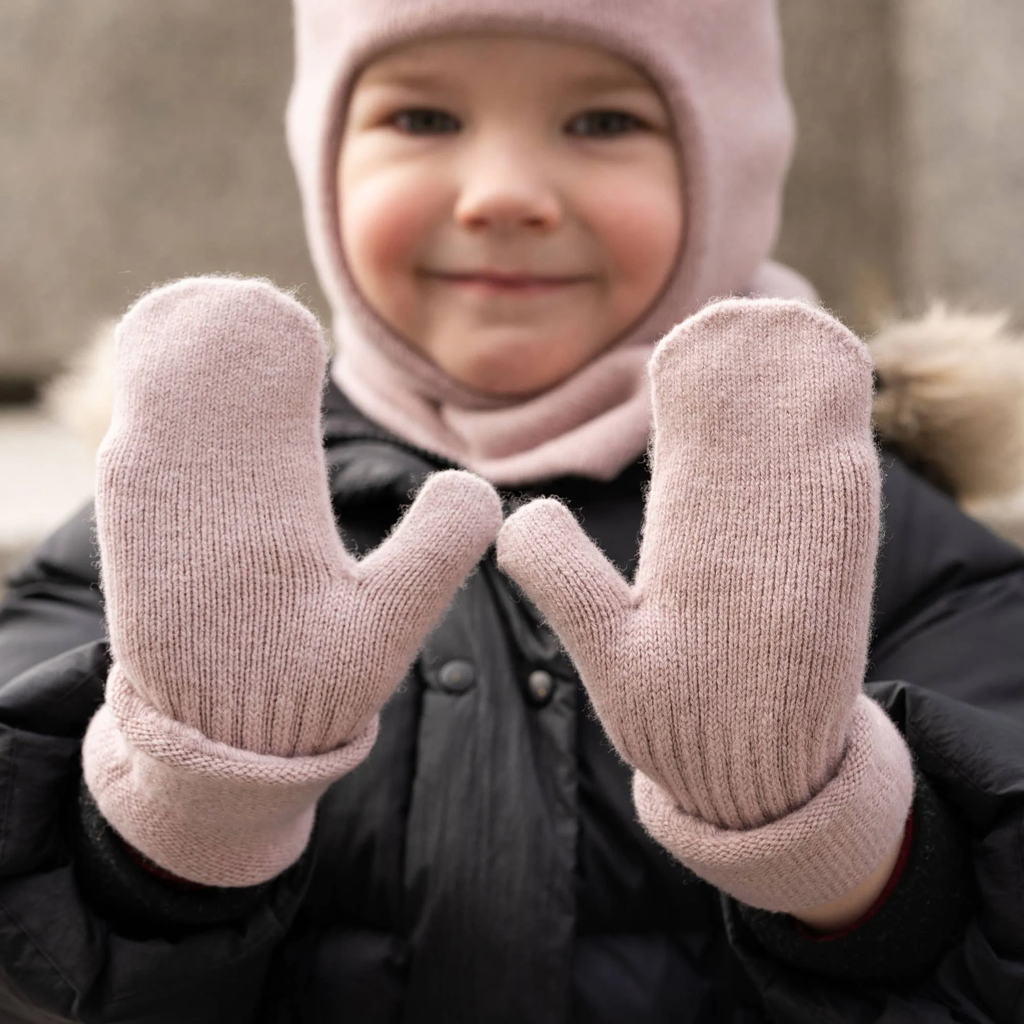 menique - Kids' Mittens Knitted Merino & Cashmere: 1-3 years / Light blue