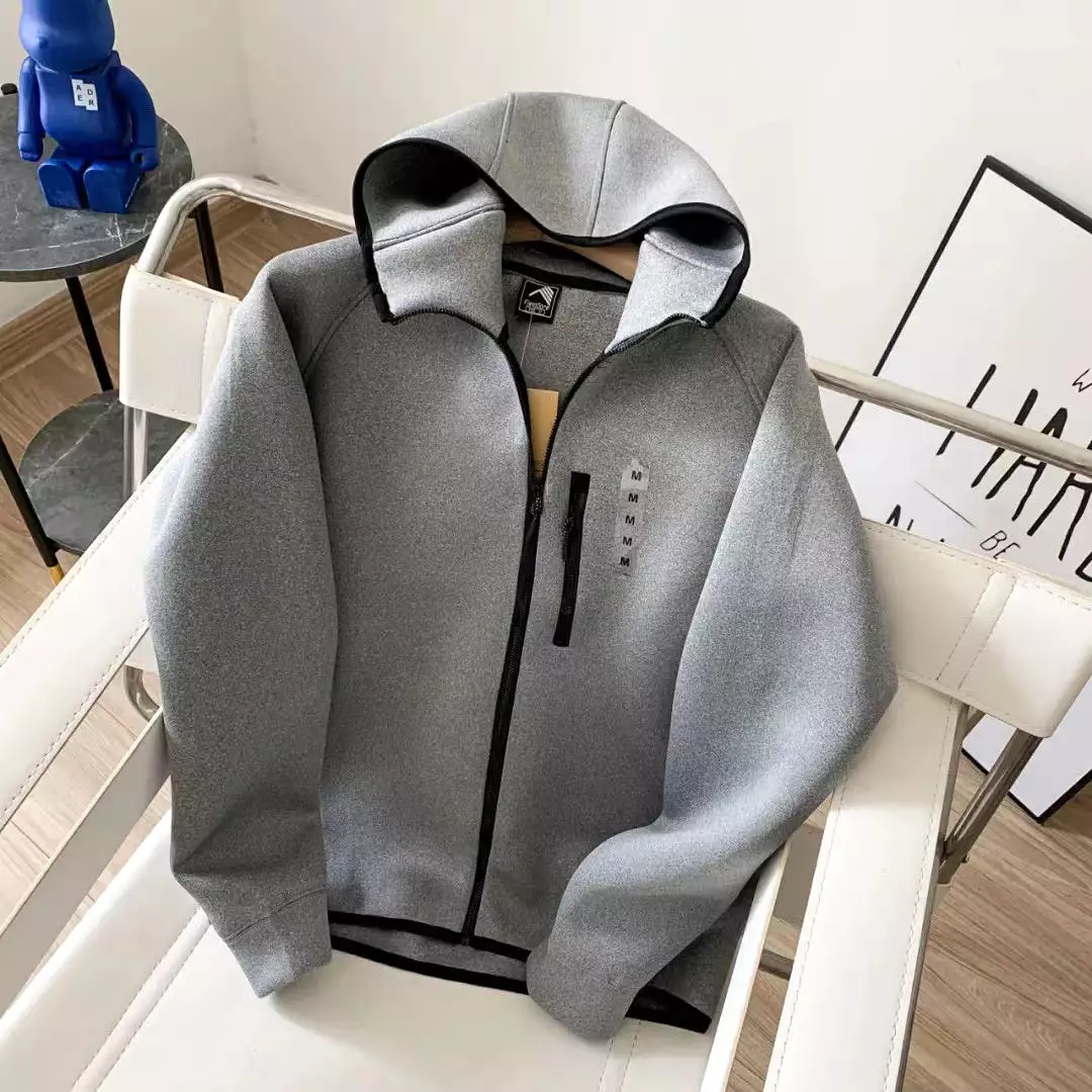 Men's spring and autumn air layer space Scuba high elastic quick-drying sports zipper hooded sweatshirt jacket cardigan