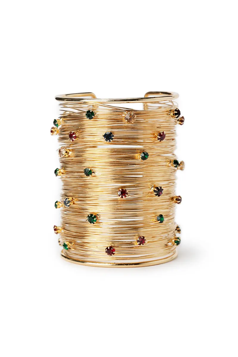 MYA ACCESSORIES | Bracciale rigido bangle in metallo con strass