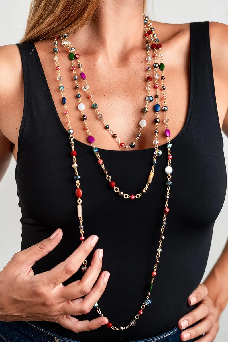 MYA ACCESSORIES | Collana lunga con pietre multicolore