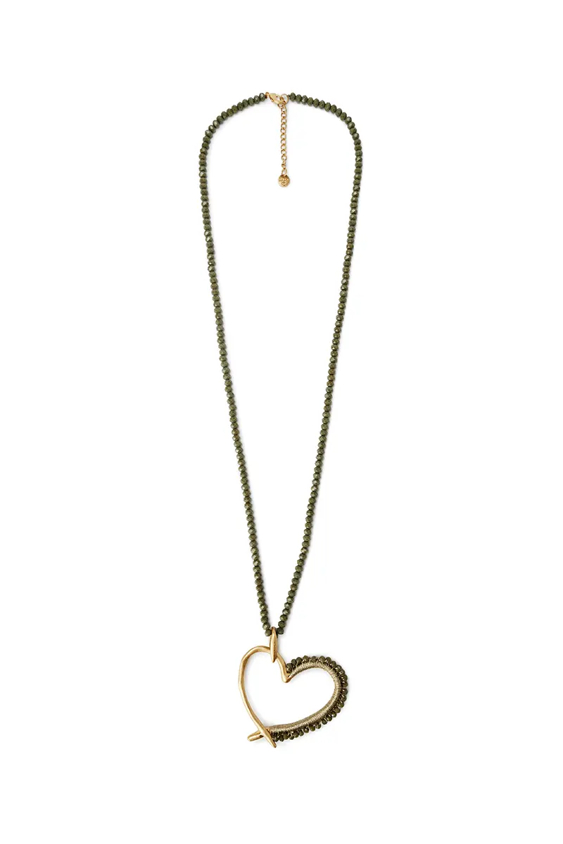 MYA ACCESSORIES | Collana lunga microcristalli pendente cuore