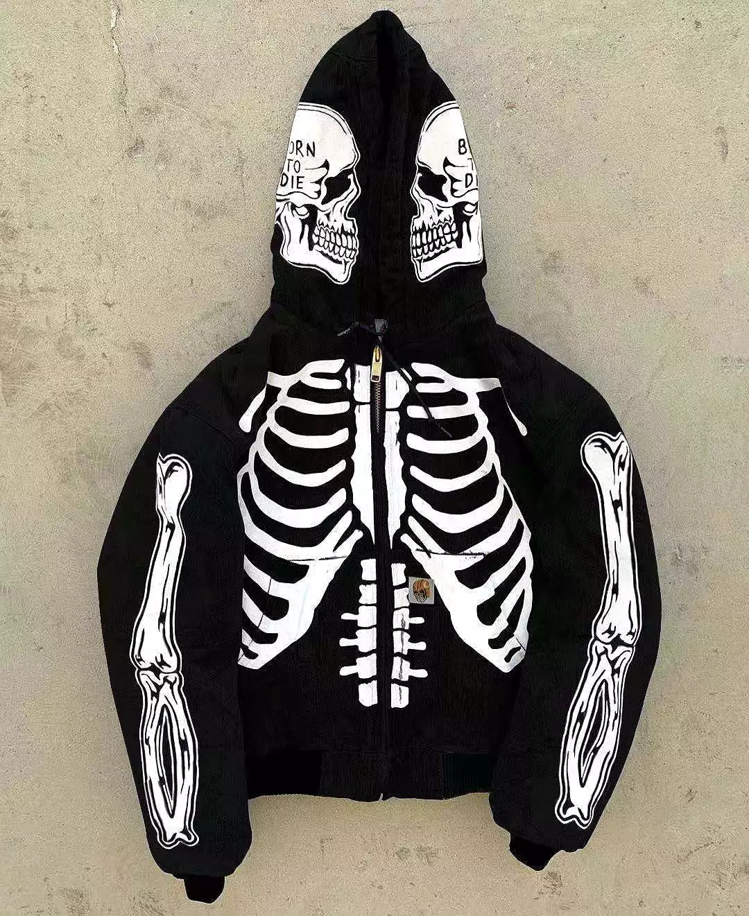 NEW Men women Fashion High Street Cardigan Jacket Oversized Hoodie Skull Painting Street Sweatshirt Hip Hop Graffiti Top S-4XL