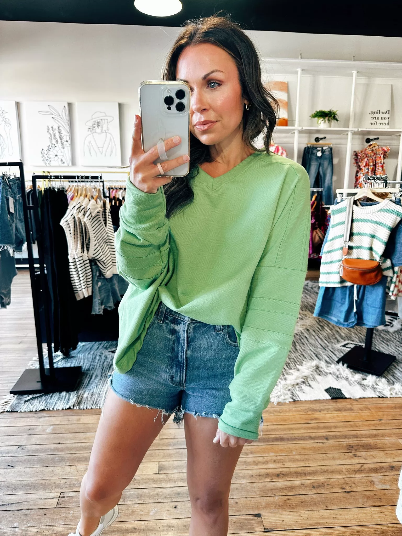 Oversized V-Neck Sweatshirt-2 Colors