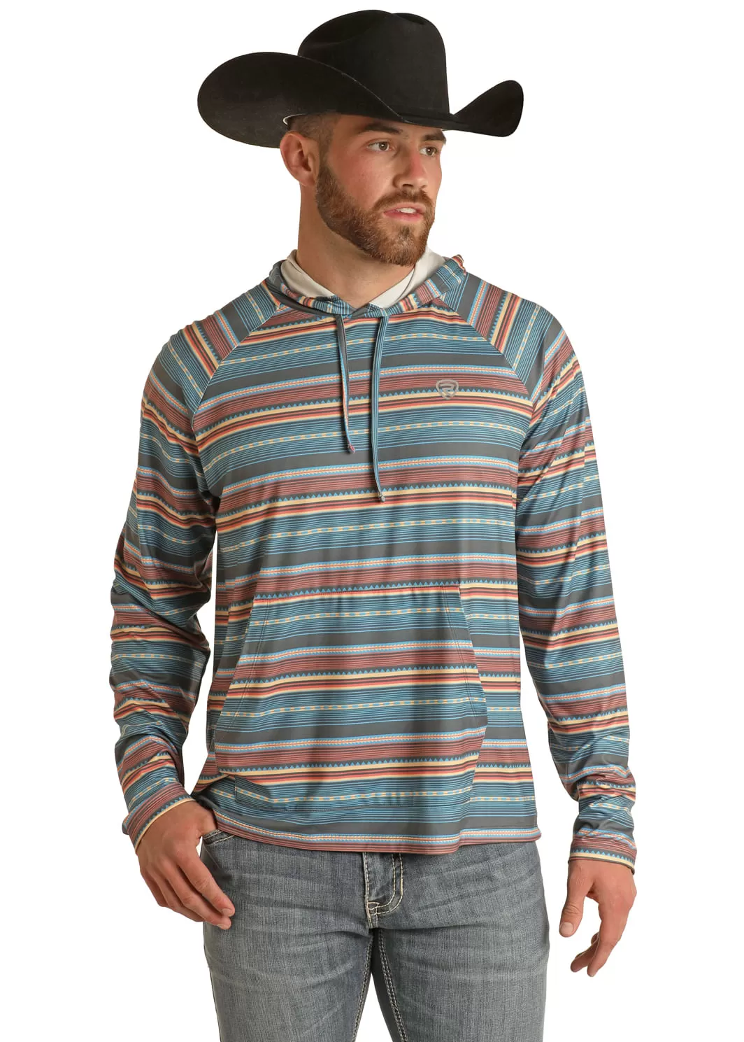 Panhandle Slim Mens Multi-Color Stripe Hoodie