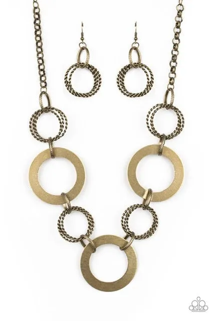 Paparazzi Accessories - Ringed In Radiance - Brass Necklace