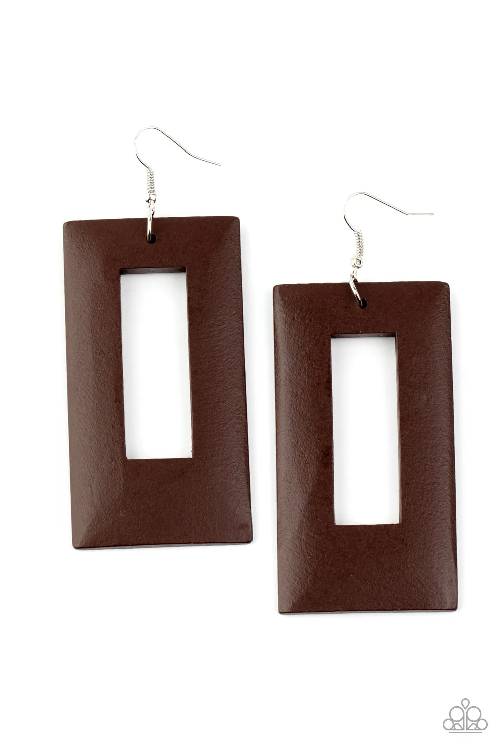 Paparazzi Accessories - Totally Framed - Brown Earrings