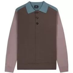 Paul Smith PS Panelled Polo Sweater Dark Taupe/Multi