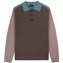 Paul Smith PS Panelled Polo Sweater Dark Taupe/Multi