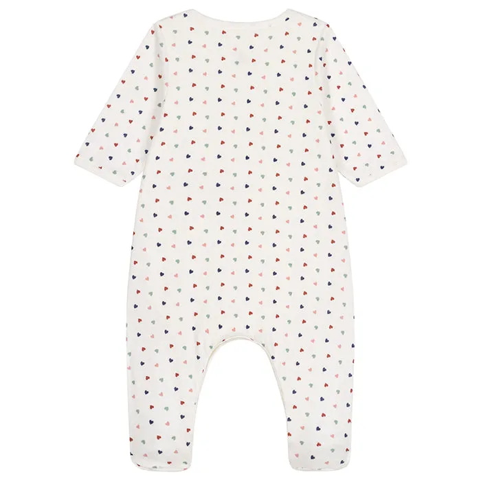 Petit Bateau Baby Bodyjama Pyjamas With Mini Heart Print Marshmallow Cream