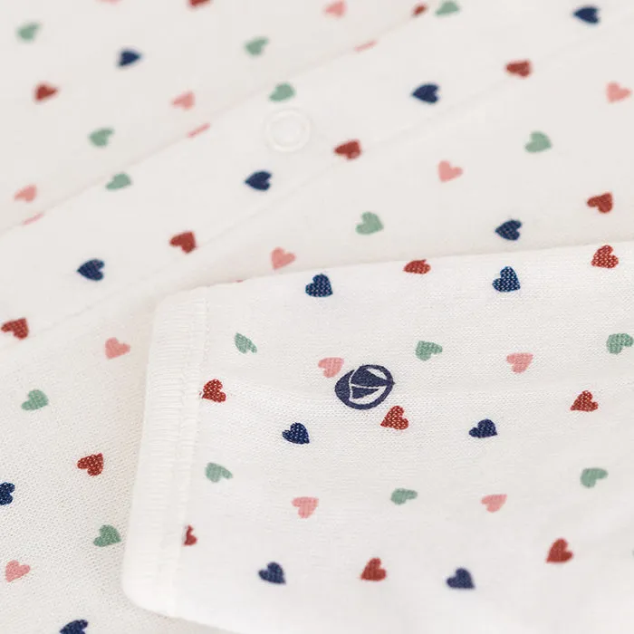 Petit Bateau Baby Bodyjama Pyjamas With Mini Heart Print Marshmallow Cream