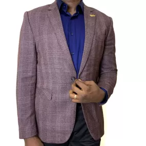 Purple Check Blazer with Single Button