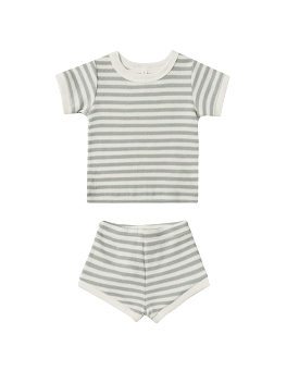 Quincy Mae - Sky Stripe Waffle Shortie Set