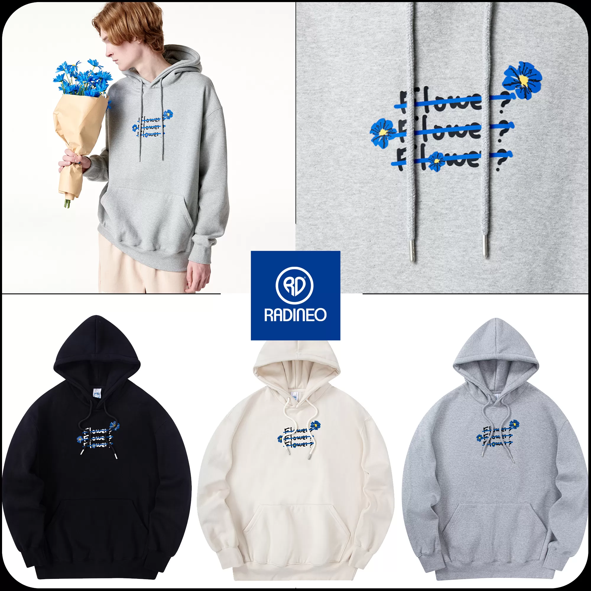 RADINEO  |[RADINEO]★ BLUE FLOWER 3 HOODIE