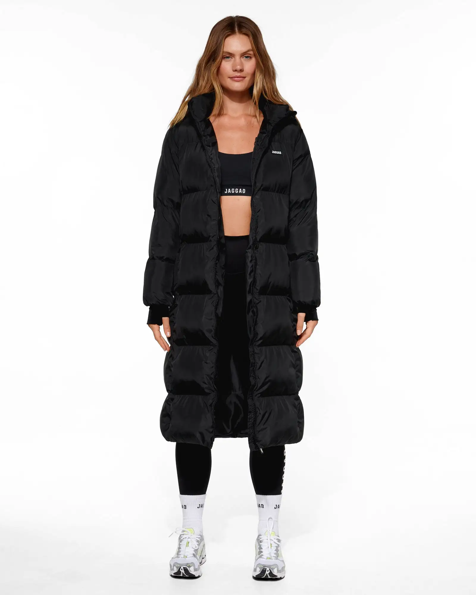 REFLECT LONGLINE PUFFER COAT BLACK