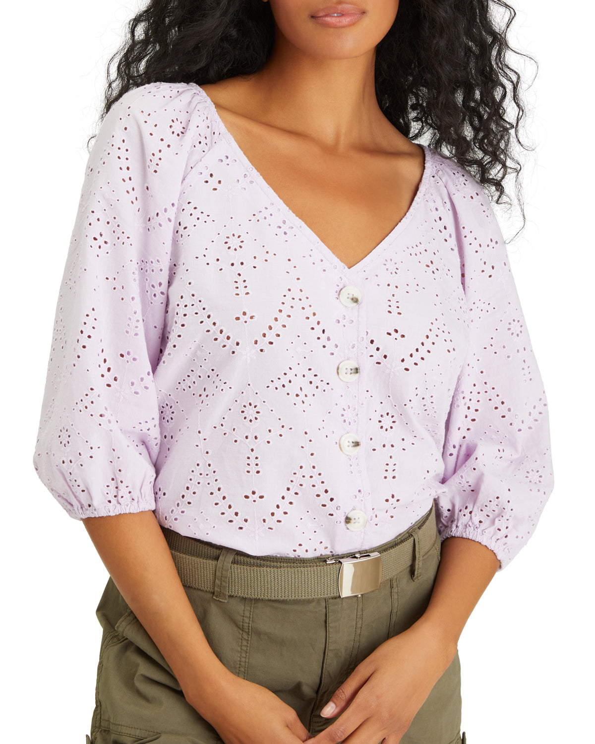 Sanctuary Women's Modern Button Front Top - LAVENDER ICE