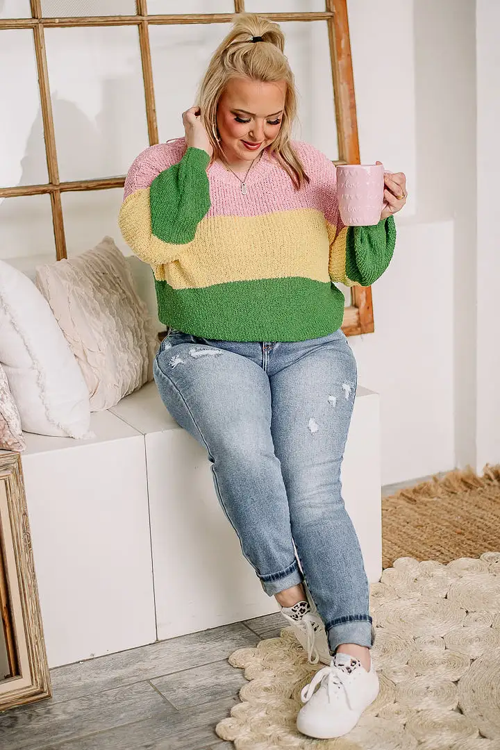 Simply Devine Color Block Sweater