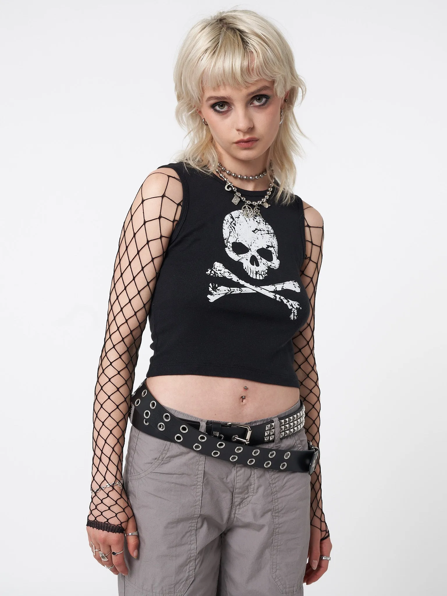 Skull Crossbones Black Vest Top