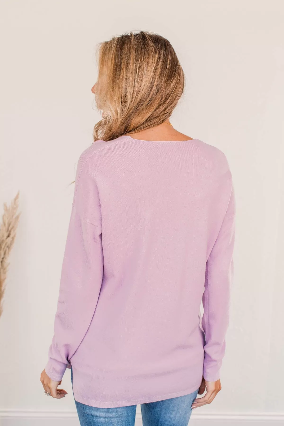 Soft As A Cloud V-Neck Sweater- French Rose