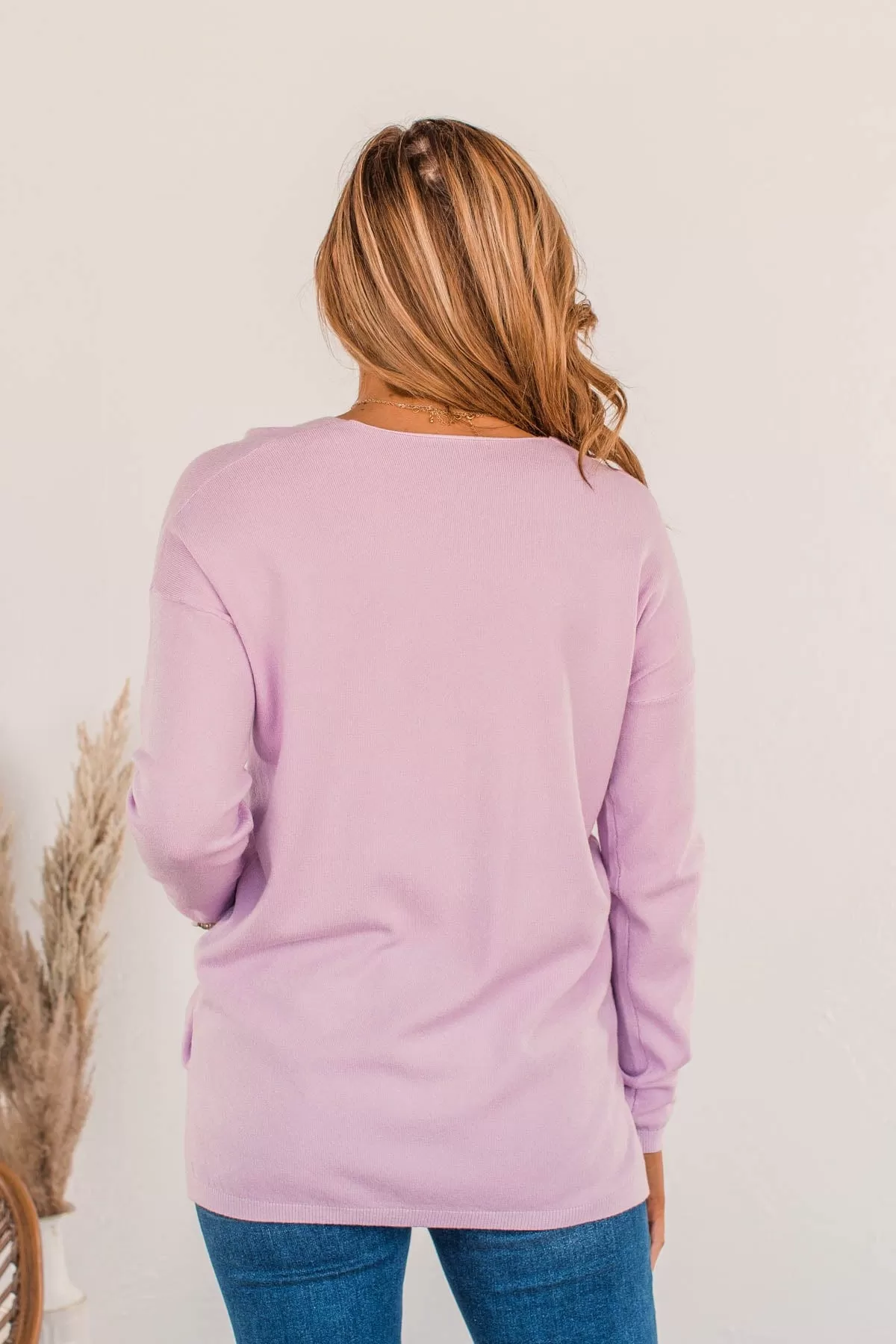 Soft As A Cloud V-Neck Sweater- French Rose